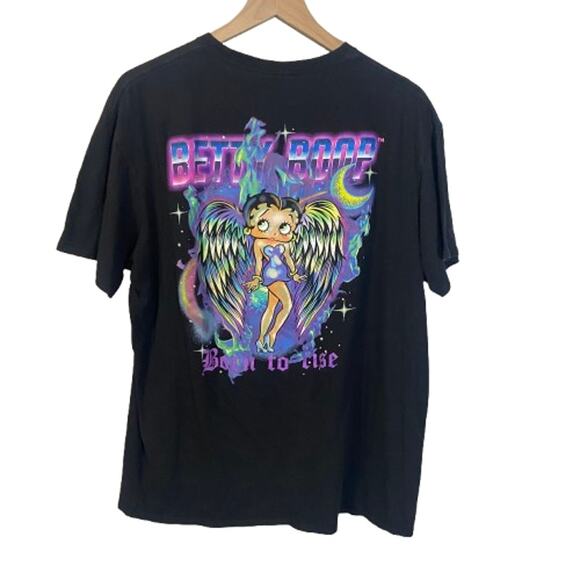 Betty Boop Born to Rise Back Graphic Tee Retro Pop Culture T-Shirt Angel Sz XL - Picture 1 of 7